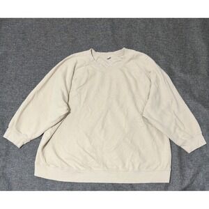 Old Navy Womens XXL Sweatshirt Beige Raglan Long Sleeve Crew Neck Fleece
